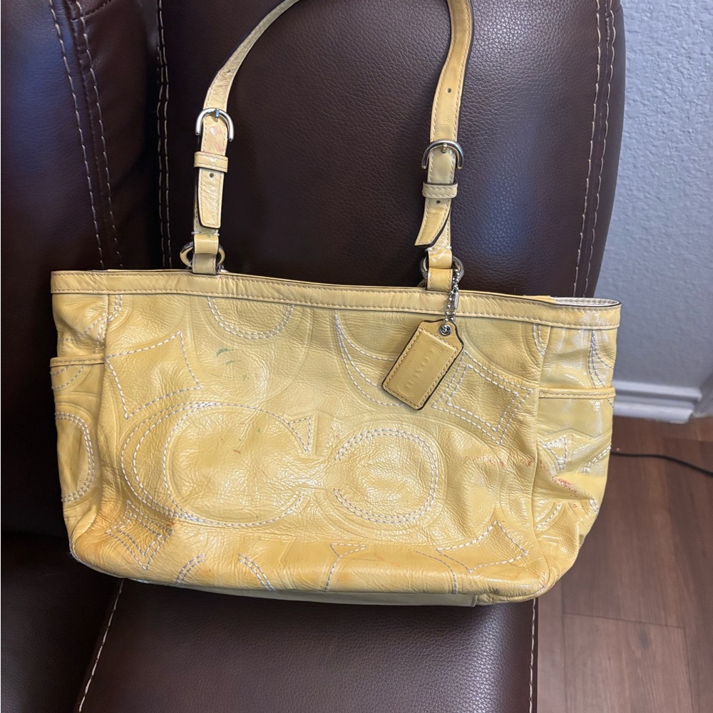 Yellow Leather Tote Bag